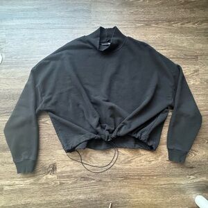 Zara Black Drawstring Turtleneck Sweatshirt Sweater